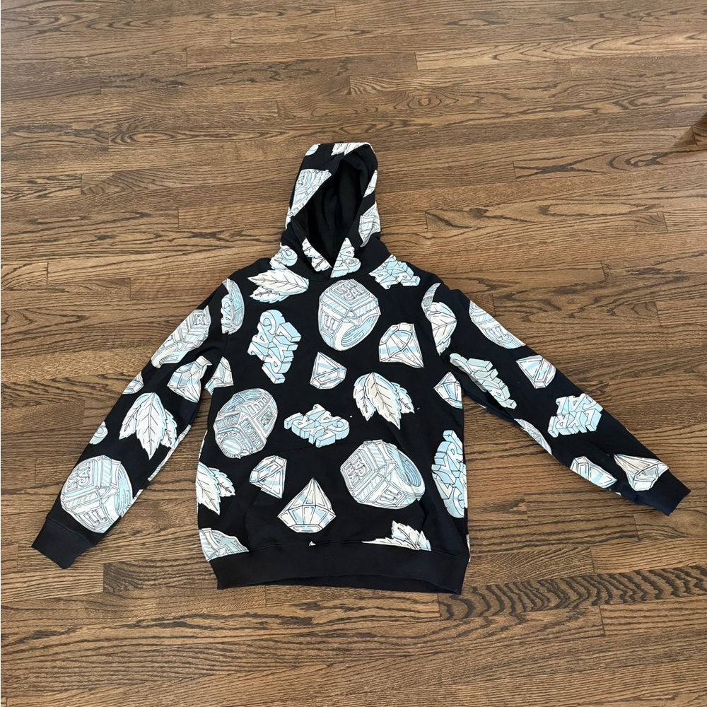Lyrical Lemonade Black Hoodie with White and Blue Graphic Print